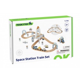 Tooky Toy :: Ξύλινος Διαστημικός Σταθμός Σετ Τρενάκι